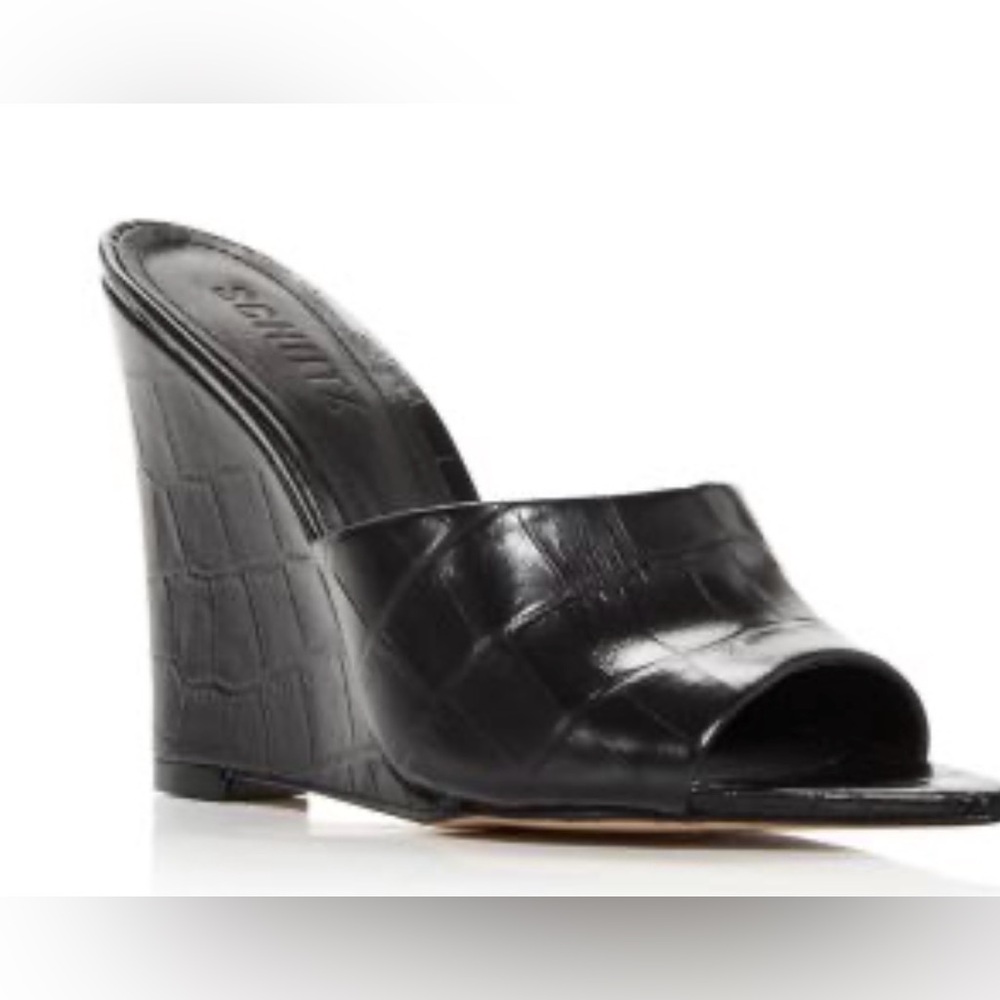 Vince Pia 75MM Crocodile-Embossed Leather Sandals sz 7